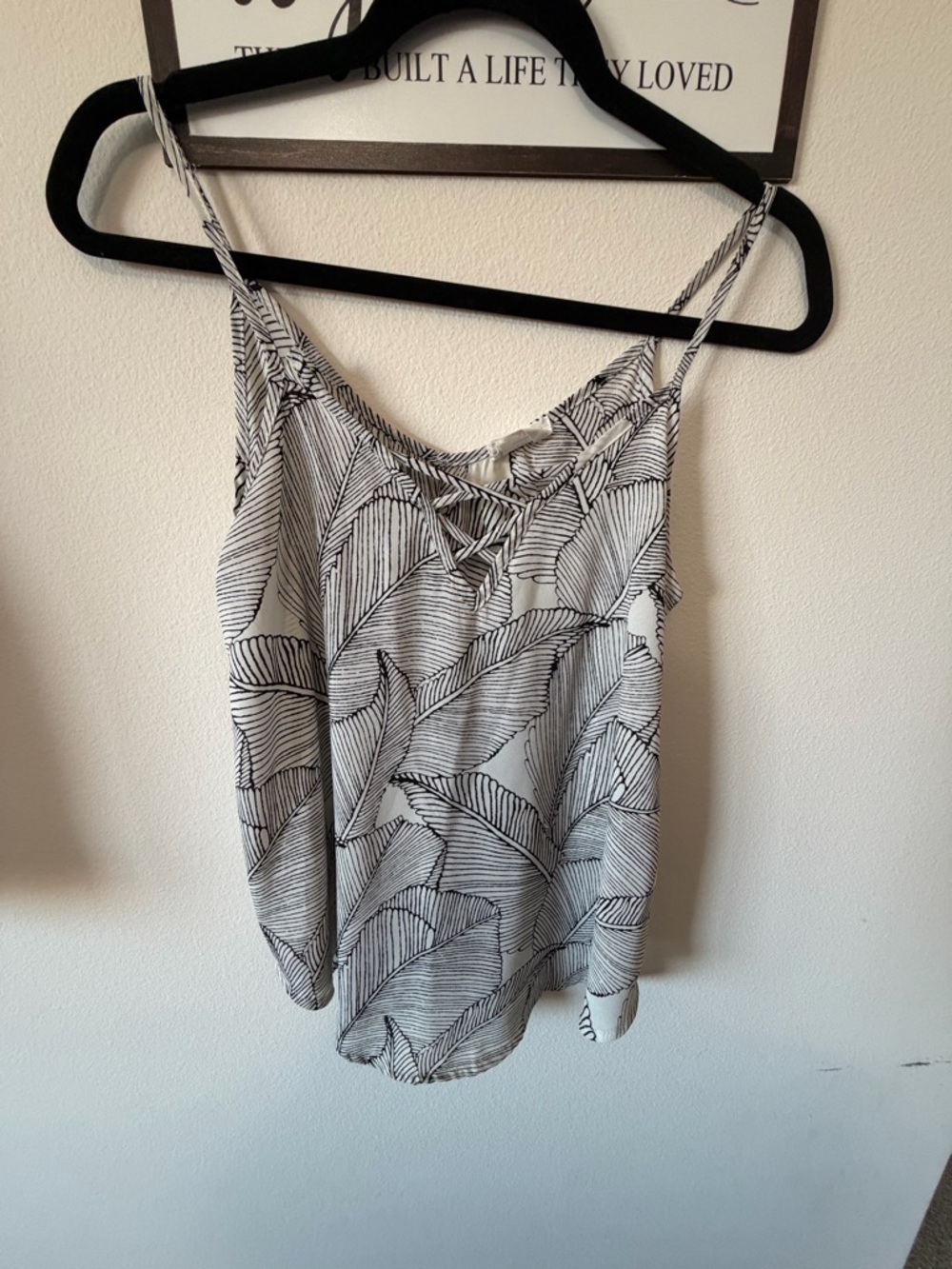 Sienna Sky Black & White Leaf-Print Spaghetti Strap Cami